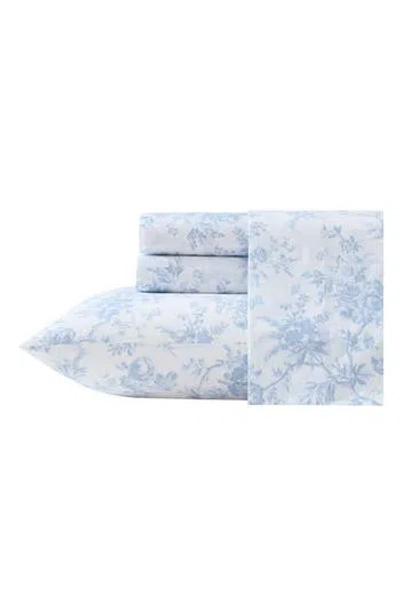 Laura Ashley Walled Garden 200 Thread Count Cotton Percale Sheet Set In Blue