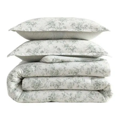Laura Ashley Walled Garden Cotton Green Comforter Set In Green;cream