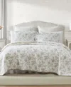 Laura Ashley Walled Garden Cotton Reversible 2-piece Quilt Set, Twin In Mocha