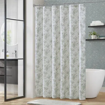 Laura Ashley Walled Garden Shower Curtain -- Slub Dobby 180gsm In Green