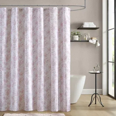 Laura Ashley Walled Garden Textured Floral Shower Curtain In Pink