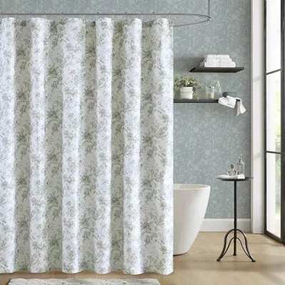 Laura Ashley Walled Garden Textured Floral Shower Curtain In White