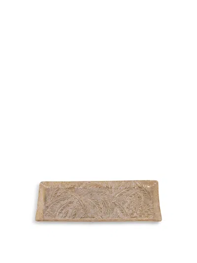 Laura Ashley Winspear Gold Leaf Embossed Rect Plate Decora In Matt Champagne