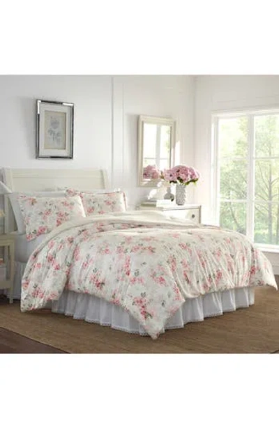 Laura Ashley Wisteria Fleece Comforter Set In Blush