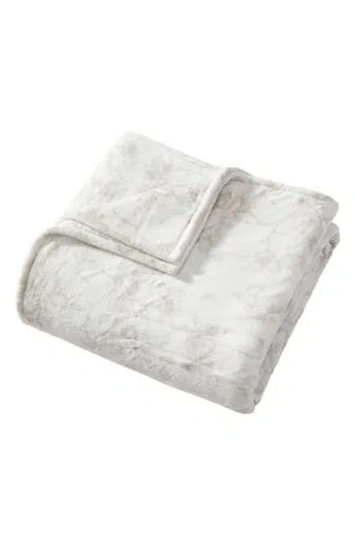 Laura Ashley Wistful Blooms Reversible Faux Shearling Heated Throw Blanket In Neutral