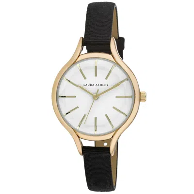 Pre-owned Laura Ashley Women's 32mm Bubble Case Canvas Strap Watch In Black