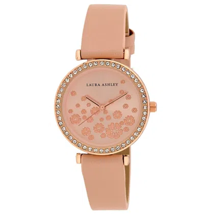 Pre-owned Laura Ashley Women's 32mm Flower Dial Vegan Leather Strap Watch (la2083) In Pink