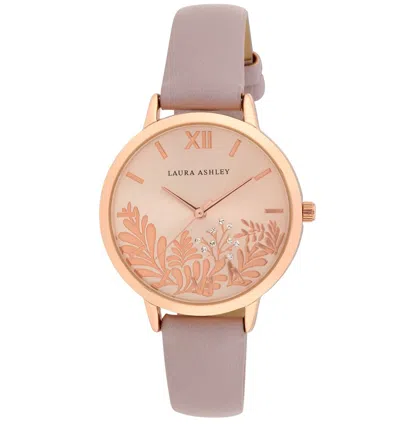 Pre-owned Laura Ashley Women's 35mm Owain Diamond Dial Strap Watch (la2082) In Rose Gold
