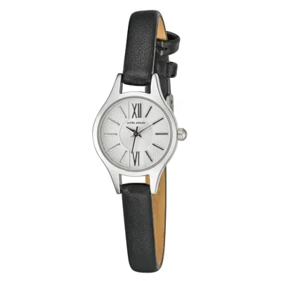 Pre-owned Laura Ashley Women's Petite 23mm Vegan Leather Strap Watch In Silver