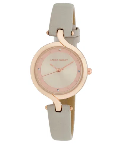 LAURA ASHLEY WOMEN'S QUARTZ GRAY LEATHER WATCH, 30MM