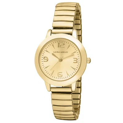 Pre-owned Laura Ashley Women's Round Expandable Stainless Steel Bracelet Watch In Gold