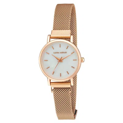 Pre-owned Laura Ashley Women's Sleek Blush 29mm Mesh Magnet Bracelet Rose Gold Watch