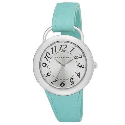 Pre-owned Laura Ashley Women's Sunray Dial Sterrup Case Push Pin Closure Watch In Blue