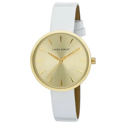 Pre-owned Laura Ashley Womens Round Case Indices Colored Strap Watch In Gold