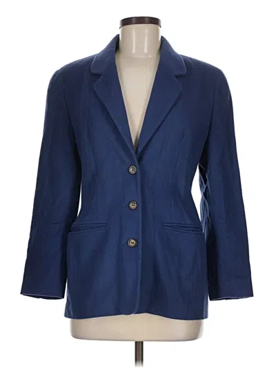 Pre-owned Laura Ashley Wool Blazer Jacket In Blue