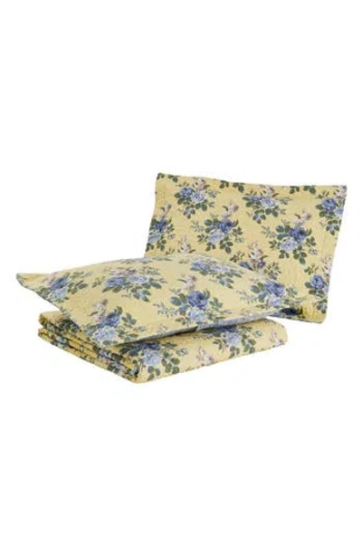 Laura Ashley Yellow Floral Twin Quilt & Sham Set