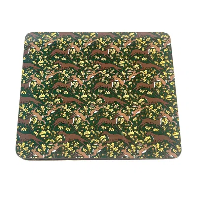 Laura B Interiors Green The Jewel Rabbit & Whippet Set Of Four Placemats