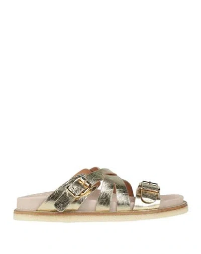 Laura Bellariva Woman Sandals Gold Size 9.5 Leather