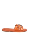 Laura Bellariva Woman Sandals Orange Size 8 Leather