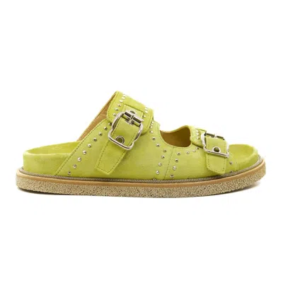 Laura Bellariva Women Porox Dust Studs Sandals In Lime In Green