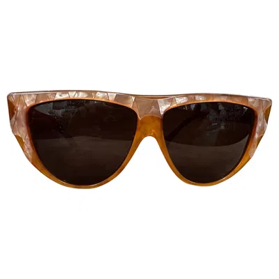 Pre-owned Laura Biagiotti 1980s  Mother Pearl And Brown Acetate Luxury Sunglasses