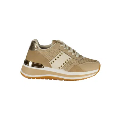 Laura Biagiotti Beige Polyester Athletic Sneakers In Gold