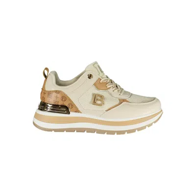 Laura Biagiotti Beige Polyester Athletic Sneakers In Gold