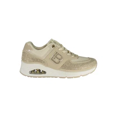 Laura Biagiotti Beige Polyester Athletic Sneakers In Gold