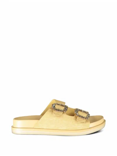 Laura Biagiotti Crystal-embellished Buckle-fastening Sandals In Yellow