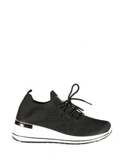 Laura Biagiotti Crystal-embellished Logo-plaque Sneakers In Black