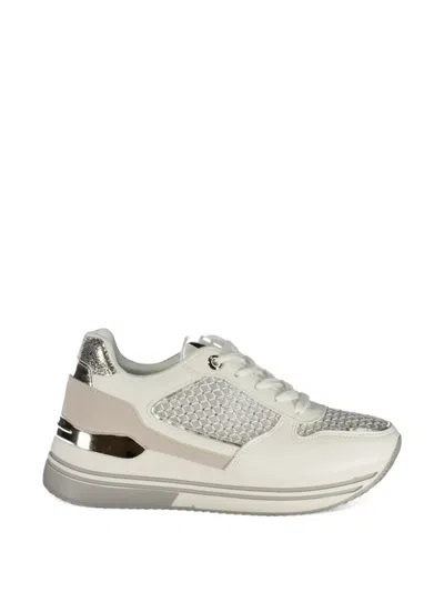 Laura Biagiotti Embellished Mesh-panel Sneakers In Gray