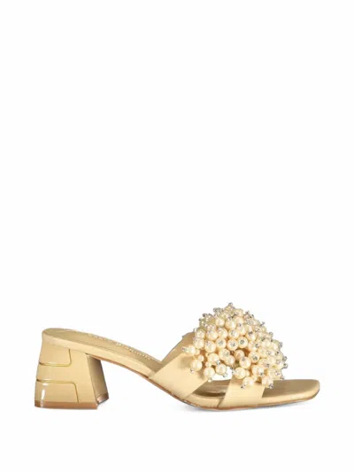 Laura Biagiotti Faux-pearl Embellished Sandals In Brown