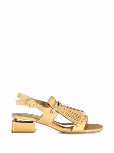 Laura Biagiotti Fringed Logo-plaque Sandals In Black