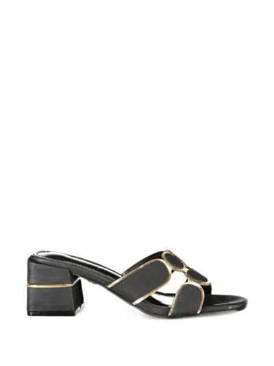 Laura Biagiotti Geometric-detail Block-heel Sandals In Black