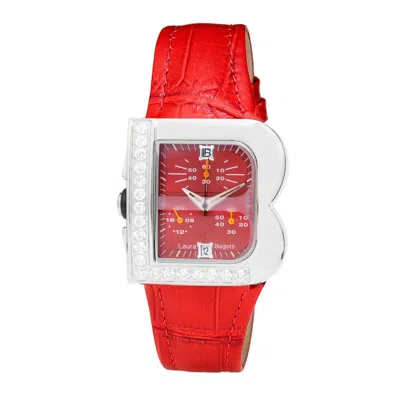 Laura Biagiotti Leather Dress Women's Watch In Red