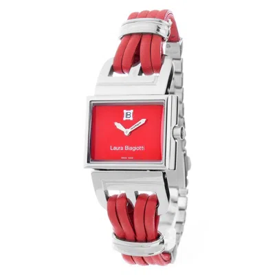 Laura Biagiotti Leather Dress Women's Watch In Red