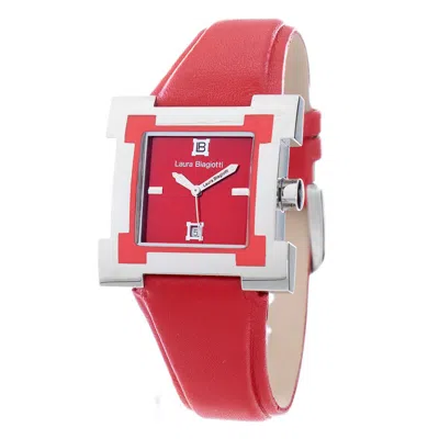 Laura Biagiotti Leather Dress Women's Watch In Red