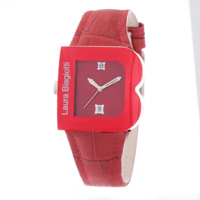 Laura Biagiotti Leather Dress Women's Watch In Red