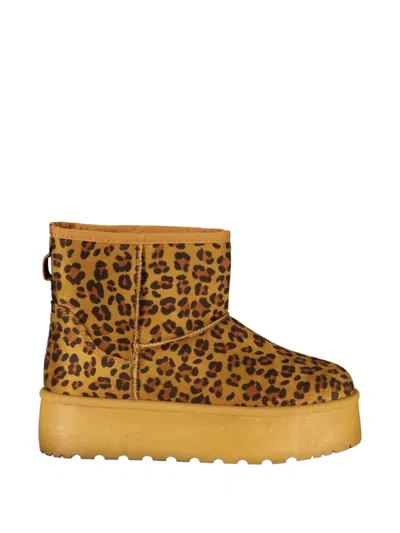 Laura Biagiotti Leopard-print Platform Ankle Boots In Neutral