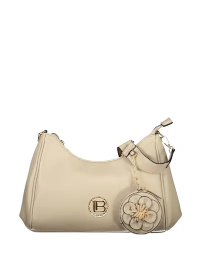 Laura Biagiotti Logo-plaque Floral-appliqué Shoulder Bag In Neutral