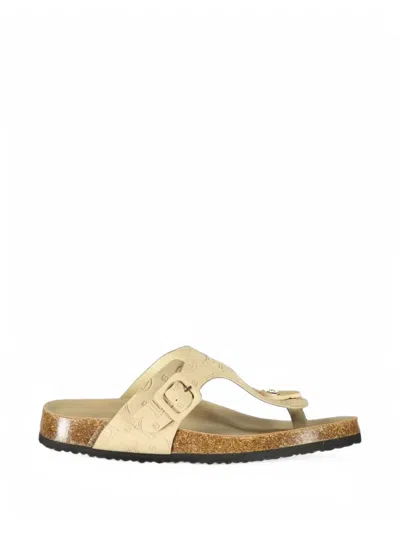 Laura Biagiotti Monogram-embossed Buckle-fastening Sandals In Neutral