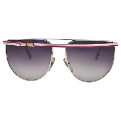 Pre-owned Laura Biagiotti New Vintage  T48 Oversized Silver & Gold 1980 Sunglasses Italy In Gray
