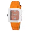 Laura Biagiotti Orange Leather Dress Watch In Orange