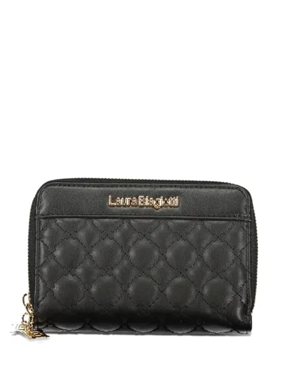 Laura Biagiotti Quilted Logo-plaque Wallet In Black