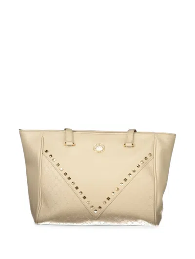 Laura Biagiotti Stud-embellished Monogram-pattern Tote Bag In White