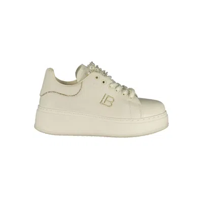 Laura Biagiotti White Polyester Athletic Sneakers In Nude