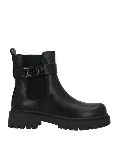Laura Biagiotti Woman Ankle Boots Black Size 7 Synthetic Material, Elastic Fibres
