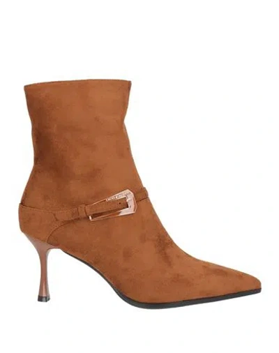 Laura Biagiotti Woman Ankle Boots Camel Size 8 Textile Fibers In Brown