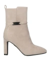 LAURA BIAGIOTTI LAURA BIAGIOTTI WOMAN ANKLE BOOTS LIGHT GREY SIZE 8 TEXTILE FIBERS