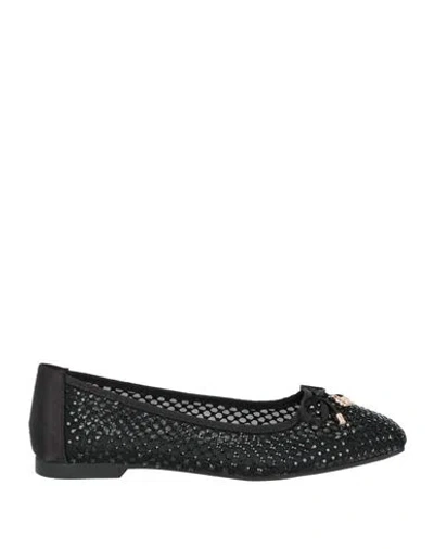 Laura Biagiotti Woman Ballet Flats Black Size 9 Synthetic Material In Animal Print